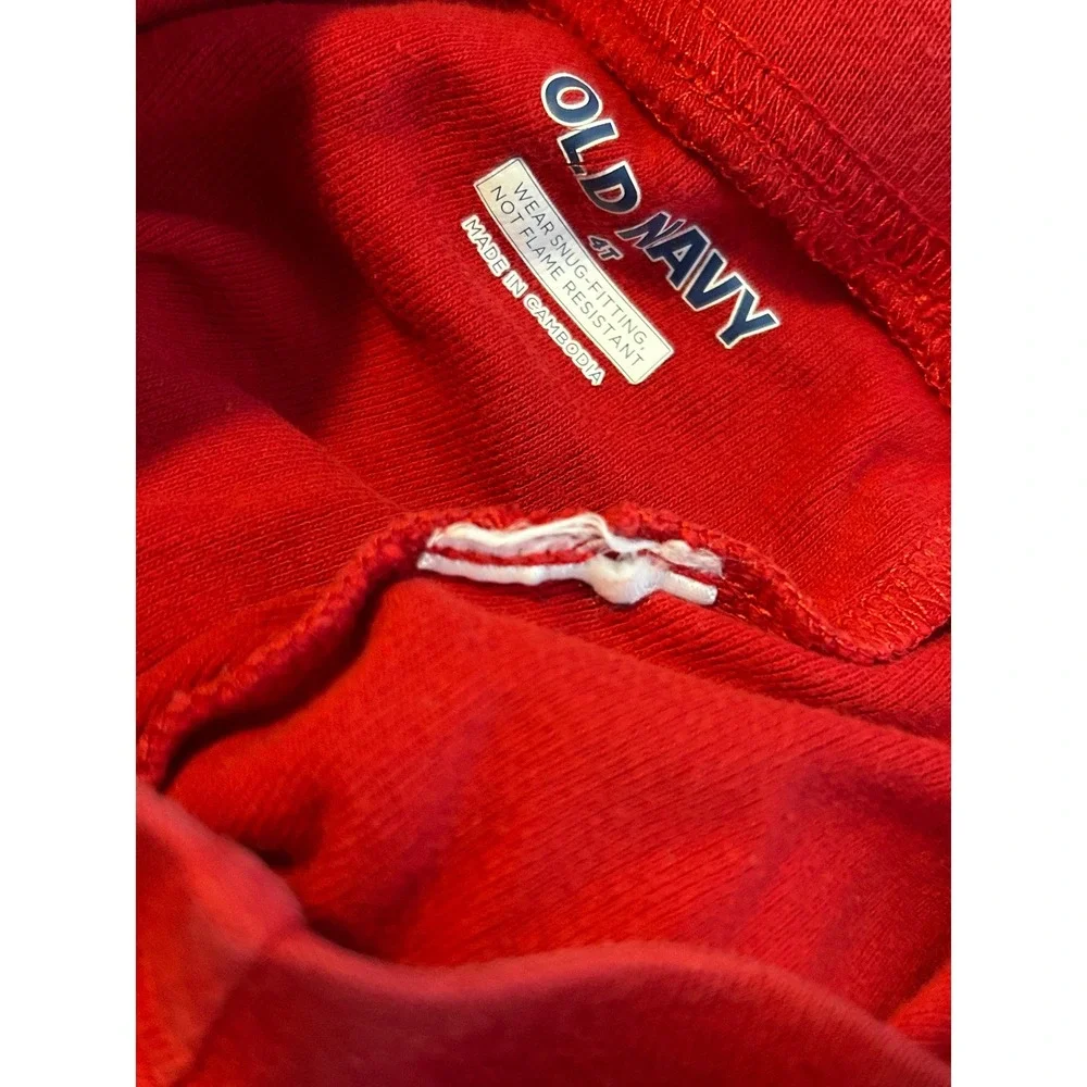 Old Navy Toddler Pajama Pants Red Snug Fit Leggings 4T Solid Red Cuffs 1503